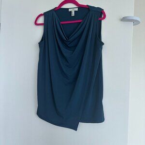 H by Halston Tank Blouse Blue Small NWOT Cowl